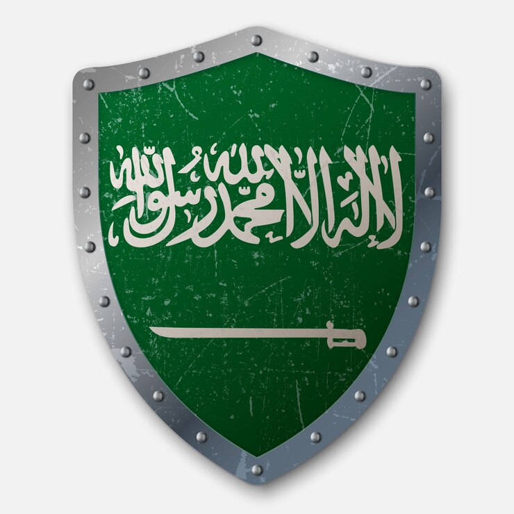 Vetor escudo antigo com a bandeira da arábia saudita