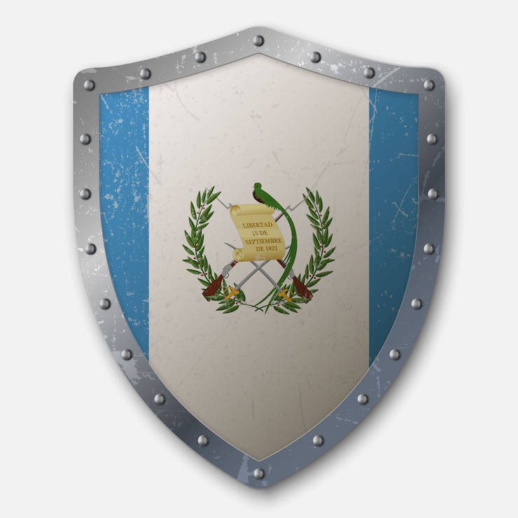 Vetor escudo antigo com bandeira da guatemala