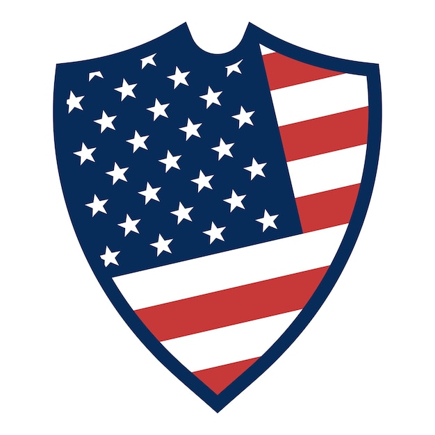 Escudo da bandeira americana. ícone plano de vetor