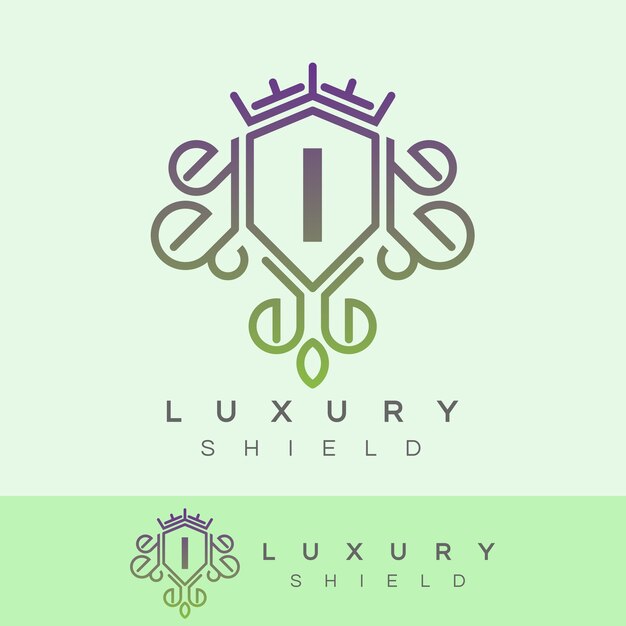 Escudo de luxo inicial Carta I Design do logotipo
