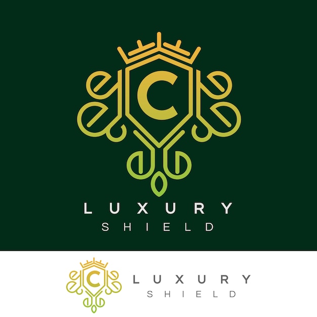 Escudo de luxo inicial Design do logotipo da Letra C