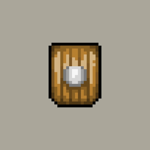 escudo de madeira pixel art