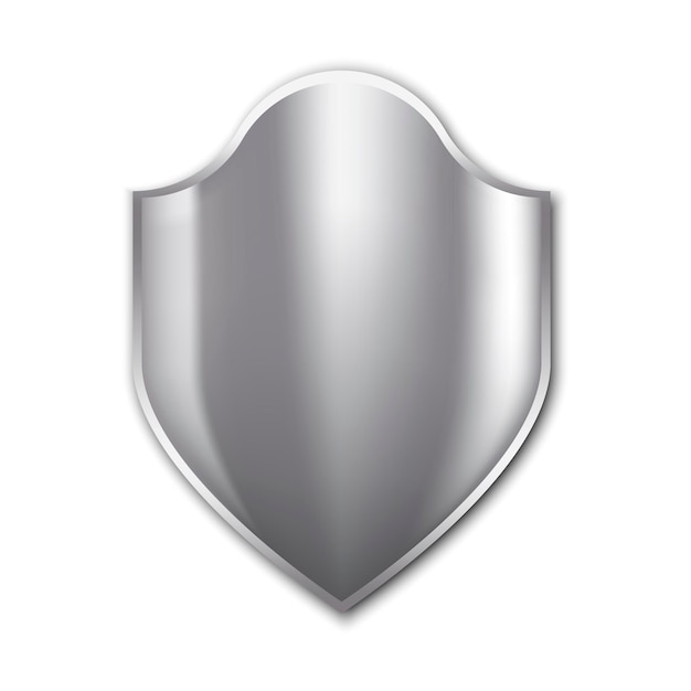 Vetor escudo de metal prateado distintivo de ícone de proteção vetorial logo de segurança