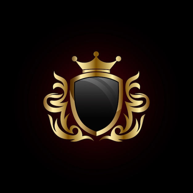 Escudo de ouro com o ícone de coroa