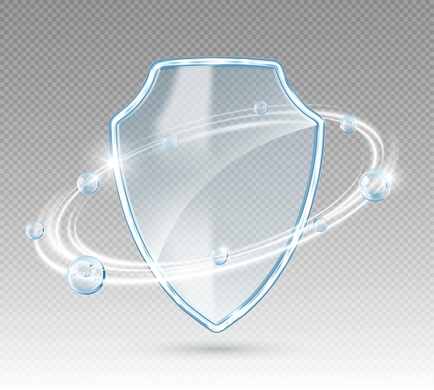 Escudo de proteção de vidro transparente Conceito de proteção da saúde médica
