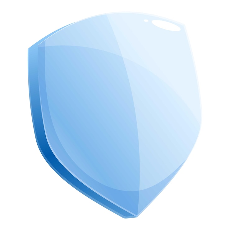 Vetor escudo de vidro azul que fornece proteção e segurança