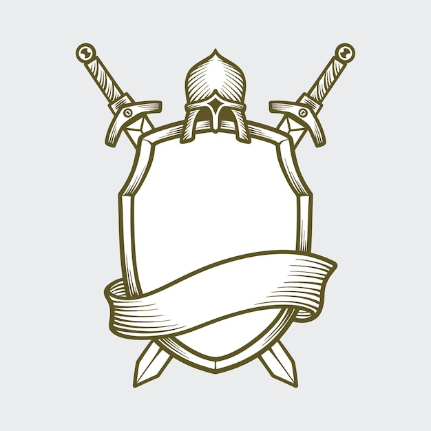Escudo Heráldico Emblema Logo Ilustração Vetorial