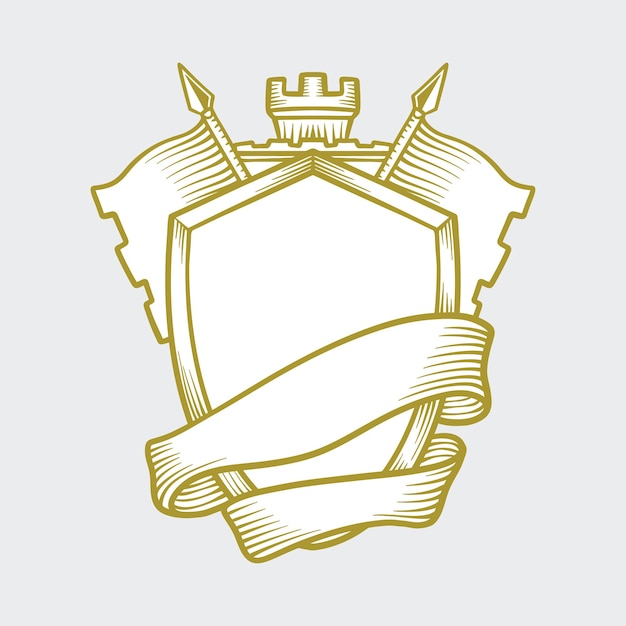 Escudo Heráldico Emblema Logo Ilustração Vetorial