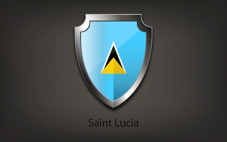 Vetor escudo metálico com a bandeira de saint lucia vector