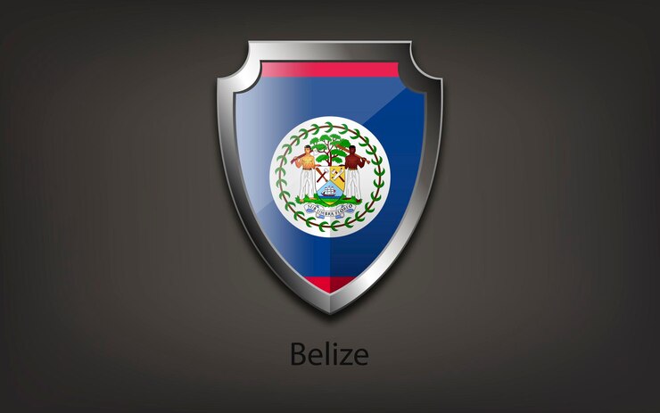 Vetor escudo metálico com bandeira de belize vector