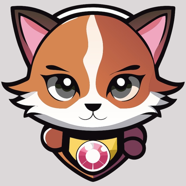 Vetor escudo para uma equipe de futebol com uma ilustração vetorial de lince ibérico kawaii