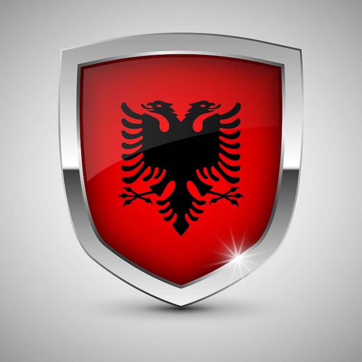 Vetor escudo patriótico com bandeira da albânia um elemento de impacto para o uso que você quer fazer dele