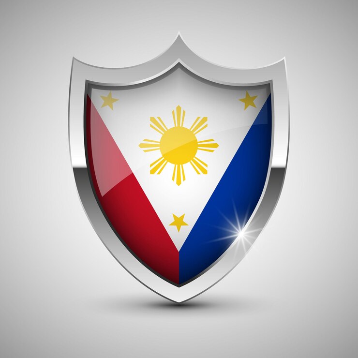 Vetor escudo patriótico com bandeira das filipinas um elemento de impacto para o uso que você quer fazer dele