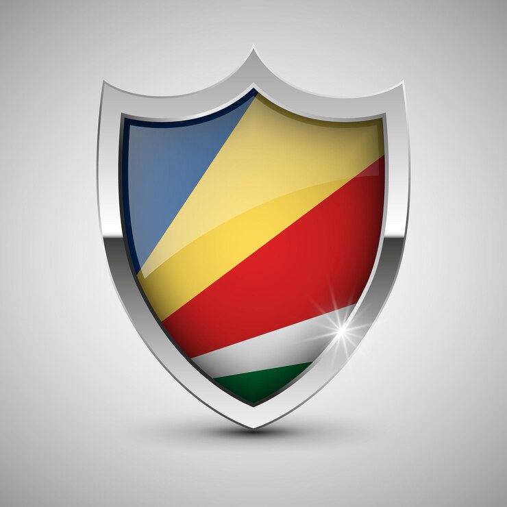 Vetor escudo patriótico com bandeira das seychelles um elemento de impacto para o uso que você quer fazer dele