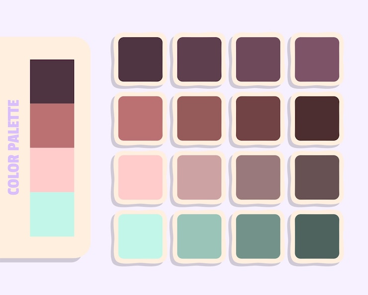 Vetor escuro-lategray indiano-vermelho-rosa paleta-turquesa teoria da cor rgb paleta de cores design e ideia de edição