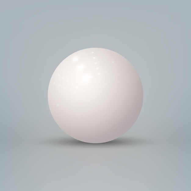 Vetor esfera 3d branca brilhante realista isolada no fundo branco