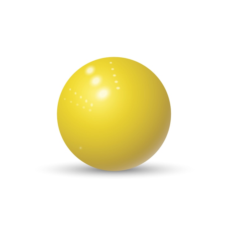 Vetor esfera amarela brilhante 3d amarela realista isolada no branco