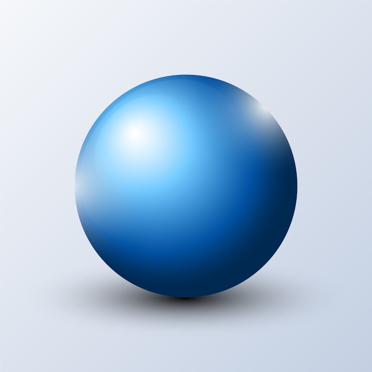 Vetor esfera azul realista com sombra