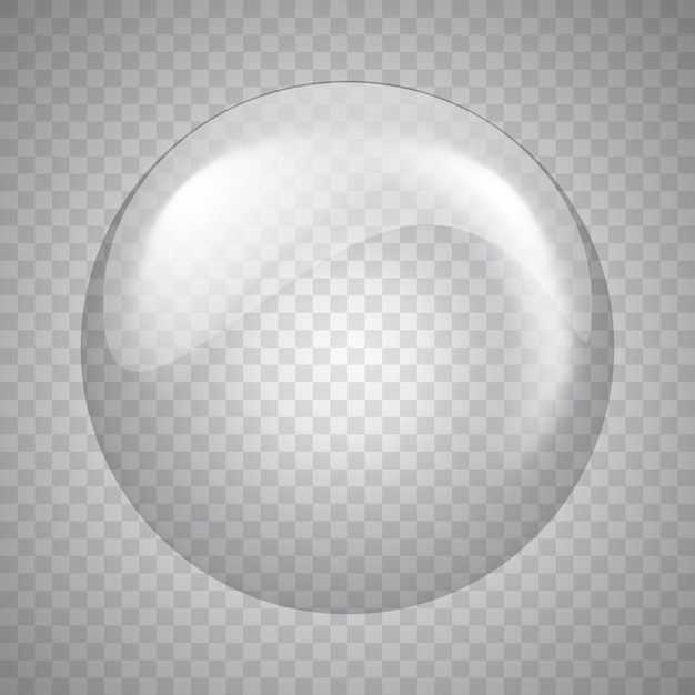 Esfera de vidro em fundo transparente. Bolha. ilustração.