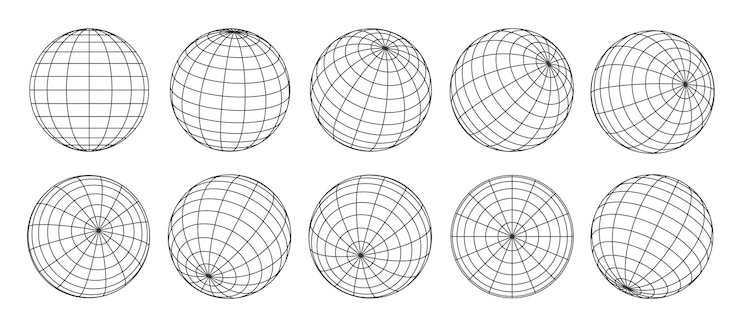 Vetor esfera do planeta da grade do globo 3d e wireframe da bola