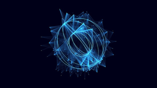 Esfera futurística vetorial de partículas e linhas Conexão de rede big data Antecedentes tecnológicos abstratos