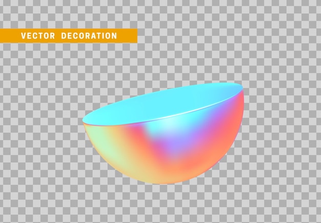 Esfera semi isolada com gradiente de cor camaleão de holograma colorido. objetos 3d forma geométrica. ilustração vetorial