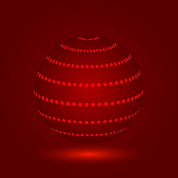 Esfera vermelha 3d realista pontilhada