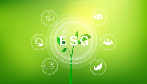 Esg. conceito de negócio, governança social e corporativa ambiental.com ícone de conceito esg