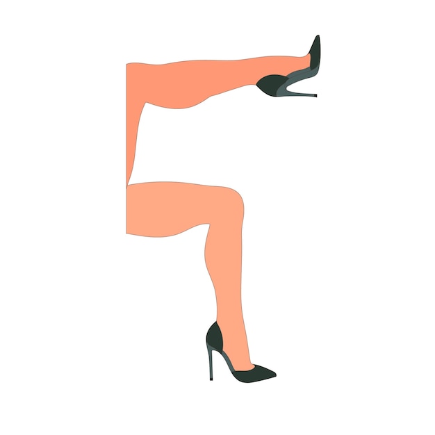 Vetor esguias pernas jovens femininas em pose sapatos de saltos altos caminhando em pé correndo pulando dançando