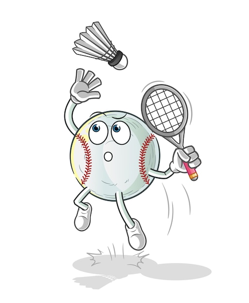 Esmagamento de beisebol em ilustração de desenho animado de badminton