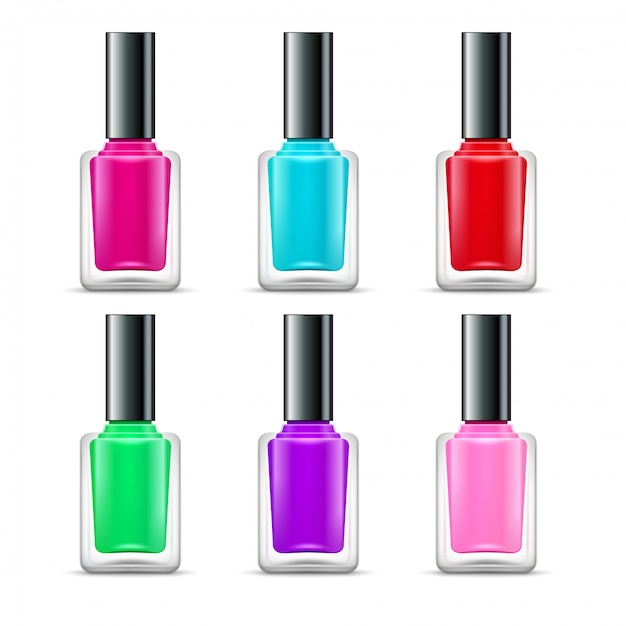 Esmalte isolado garrafas de vidro cores