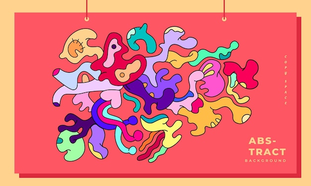 Espaço de cópia de modelo de fundo de arte de doodle abstrato colorido e surreal