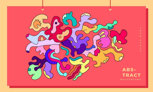 Vetor espaço de cópia de modelo de fundo de arte de doodle abstrato colorido e surreal