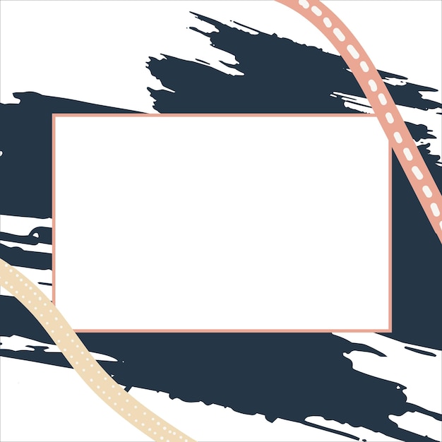 Espaço em branco para texto em um fundo abstrato Pincel rosa azul abstrato e linha pontilhada