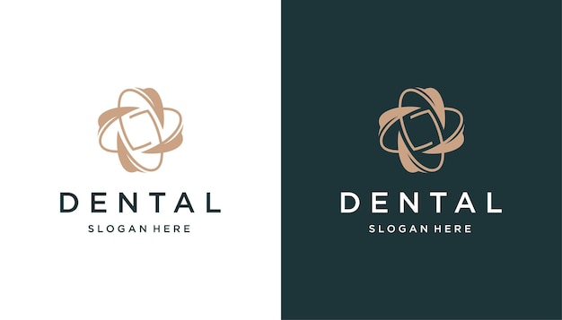 Espaço negativo dental com folha, logotipo de flor