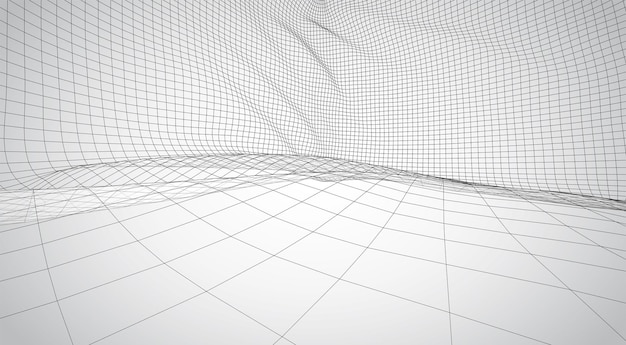 Vetor espaço vetorial 3d de malhas poligonais quadradas, forma abstrata em um fundo branco
