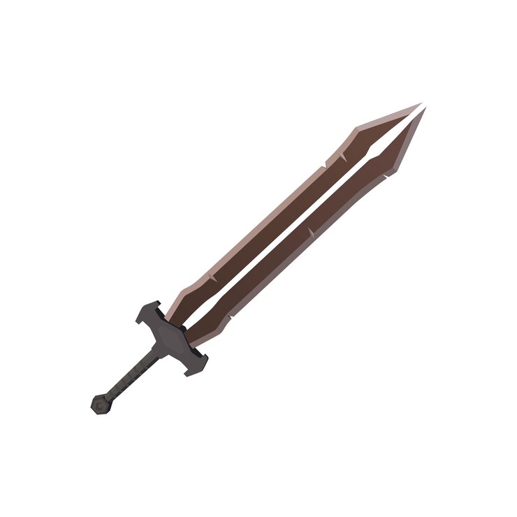 Vetor espada de metal, espadas retas, espada asiática, espada realista isolada em fundo branco, vetor