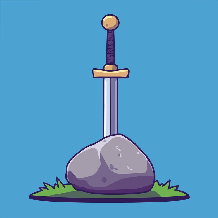 Vetor espada encantadora na pedra vector ilustração vetorial do ícone