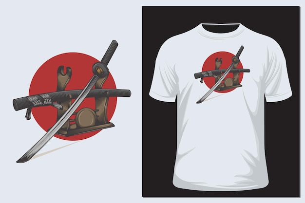 Espada katana japonesa. bom para decoração floral de cartões postais, camisetas impressas, adesivos.