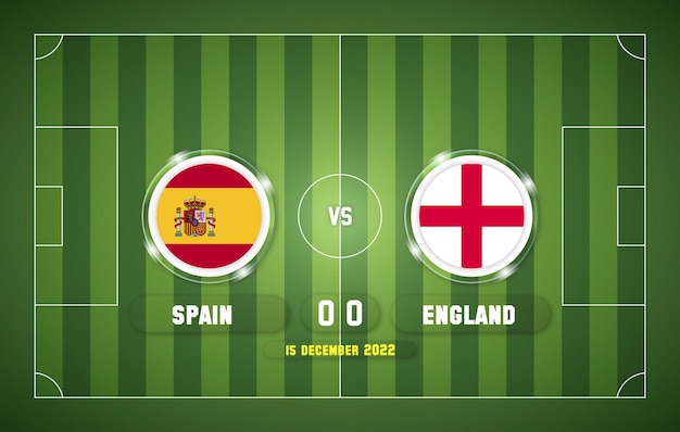 Espanha vs inglaterra 2022 partida de futebol com placar e fundo do estádio