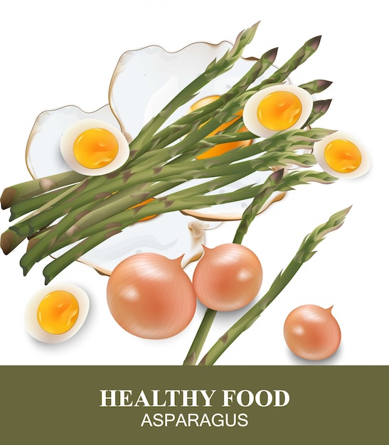 Espargos e ovos comida saudável