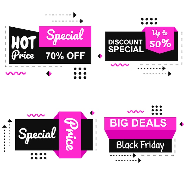 Vetor especial black friday pink banner set vector