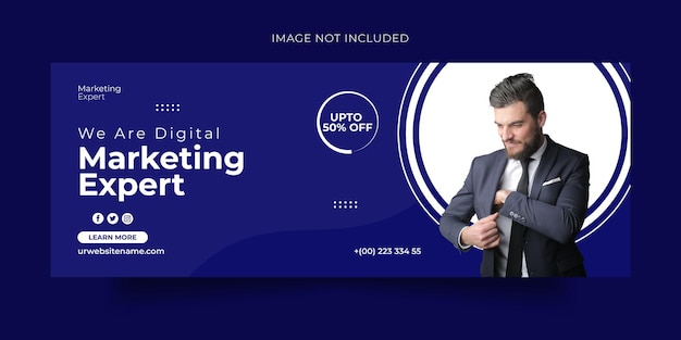 Especialista em marketing digital banner da web de capa do Facebook ou modelo de banner de mídia social
