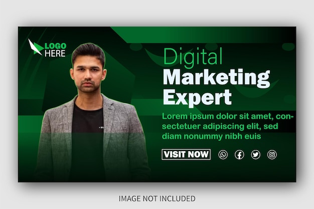 especialista em marketing digital design de miniaturas do YouTube e pôster de modelo de vídeo de banner da web