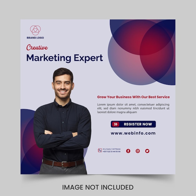 Especialista em marketing digital instagram post banner design vetor premium