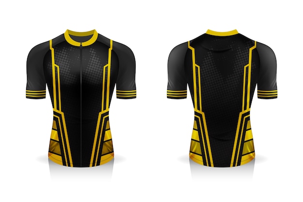 Especificação do modelo cycling jersey. mock up sport t shirt uniforme de gola redonda