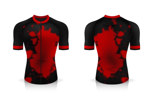 Especificação do modelo cycling jersey. uniforme de gola redonda sport t shirt para vestuário de bicicleta.