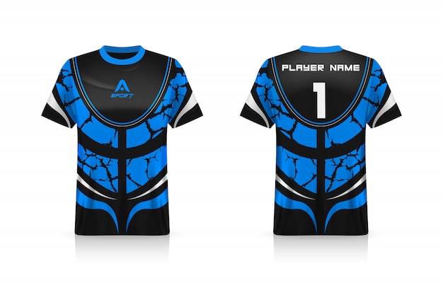 Especificação futebol esporte, esports gaming t shirt jersey modelo.