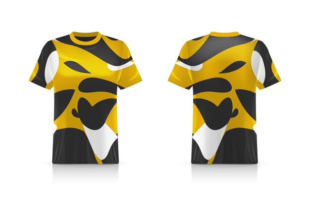 Vetor especificação modelo de esporte de futebol esports gaming t shirt jersey template mock up uniforme vector