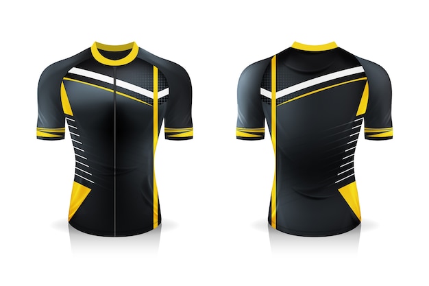 Especificação modelo de jersey para ciclismo. uniforme de gola redonda sport t shirt para vestuário de bicicleta.